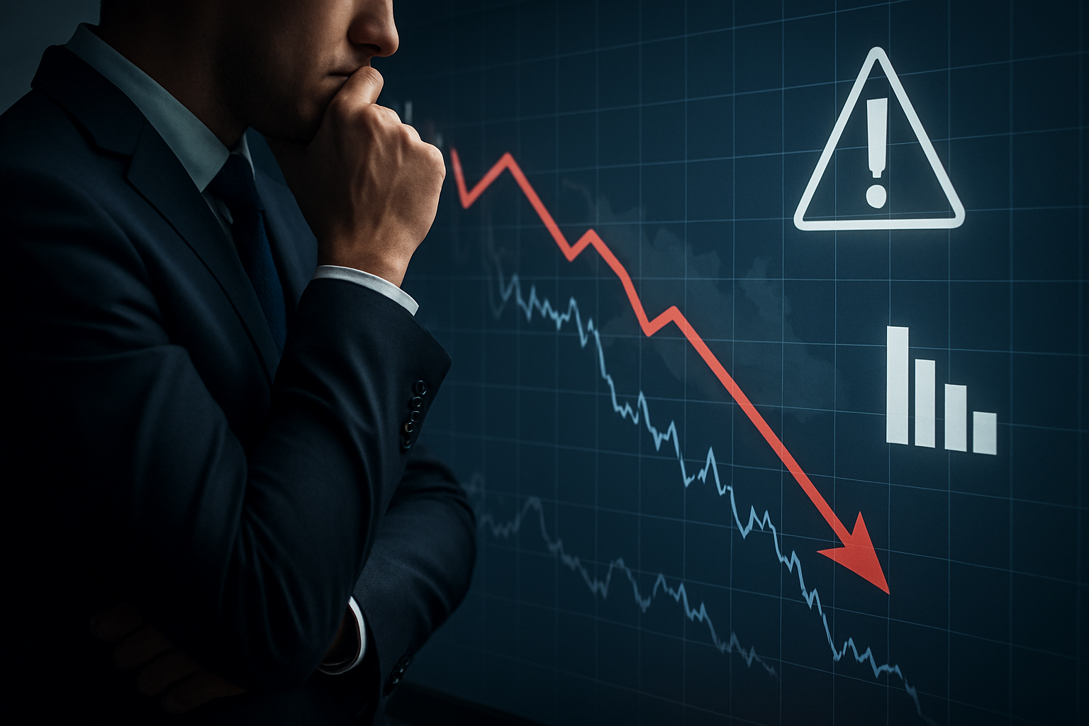 Biznesmen analizujący trendy rynkowe na tablecie z nowoczesnym tłem technologicznym. – ilustracja artykułu