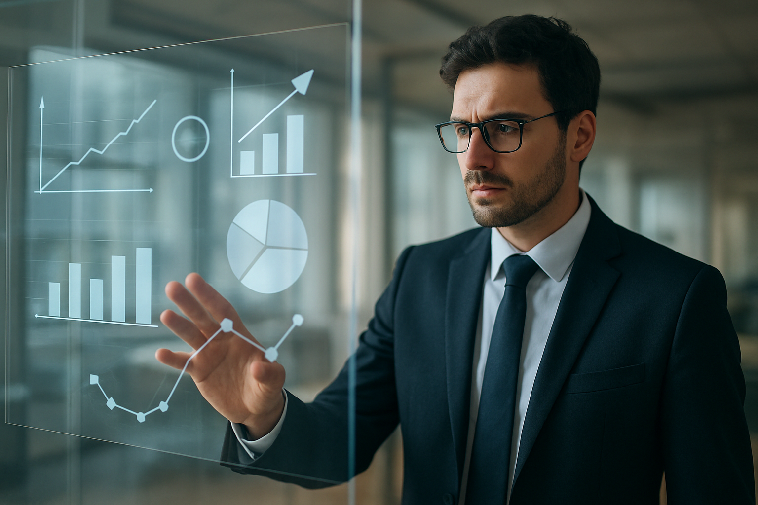 Menedżerowie analizujący sygnały rynkowe i wykresy – ilustracja artykułu