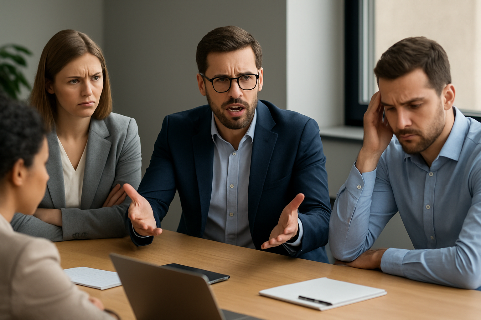 Liderzy podczas strategicznej dyskusji przy stole z wykresami – ilustracja artykułu