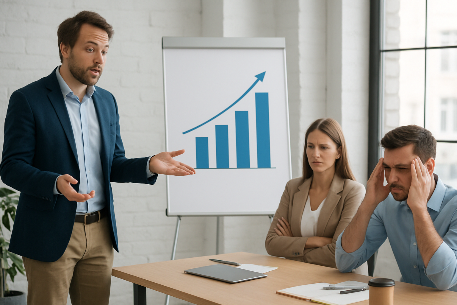 Zarząd analizujący wykresy wzrostu i scenariusze ryzyka – ilustracja artykułu