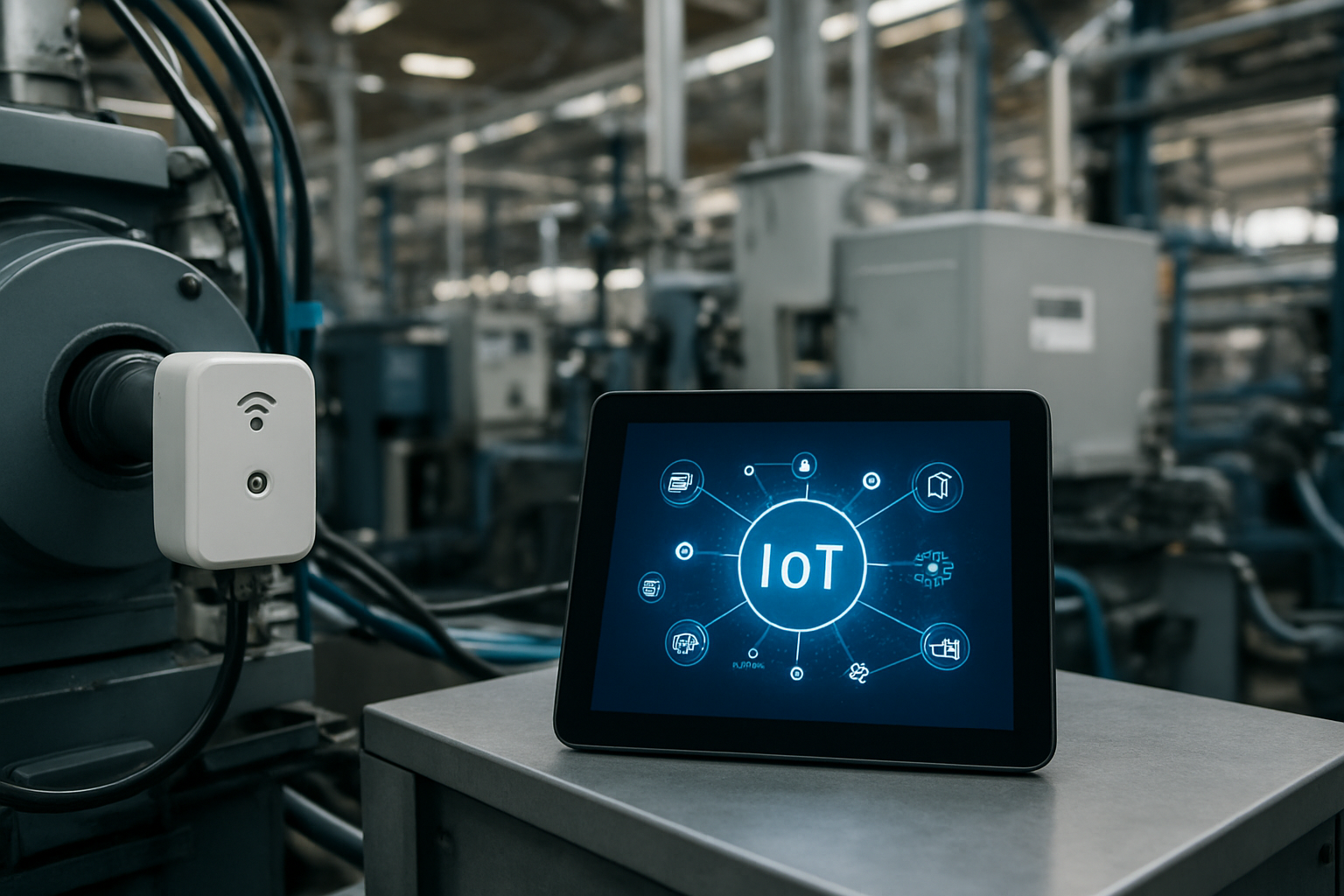 Nowoczesne urządzenia przemysłowe z sensorami w jasnym, delikatnym świetle – ilustracja artykułu