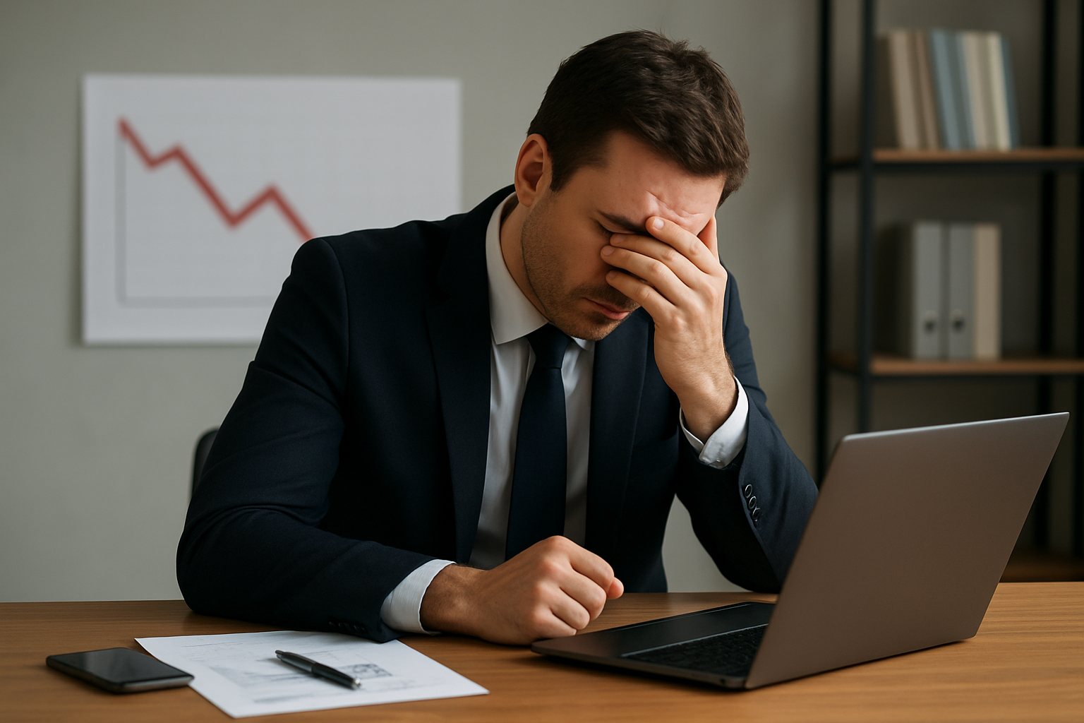 Zarząd analizuje scenariusze kryzysowe przy tabelach i wykresach – ilustracja artykułu