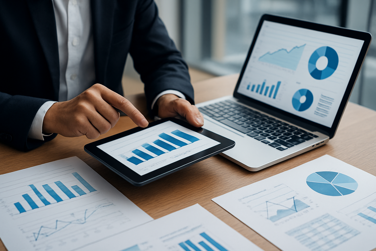 Zarząd analizujący dashboardy danych i systemy AI – ilustracja artykułu