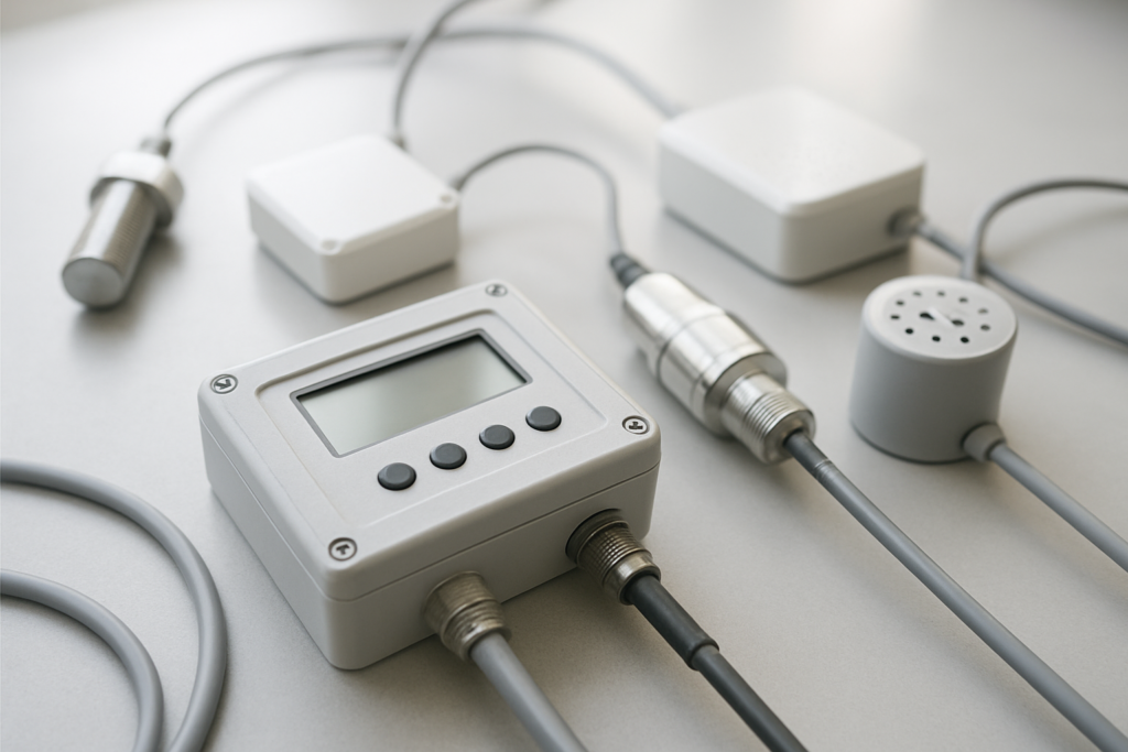 Nowoczesne urządzenia przemysłowe z sensorami w jasnym, delikatnym świetle