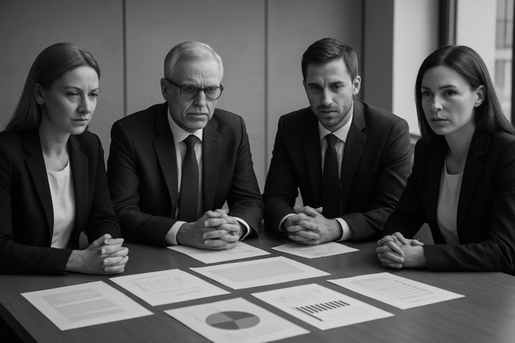 Liderzy podejmujący decyzję w sali konferencyjnej