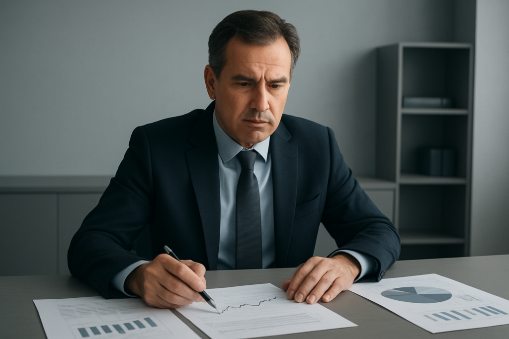 Lider analizujący wykresy i scenariusze biznesowe